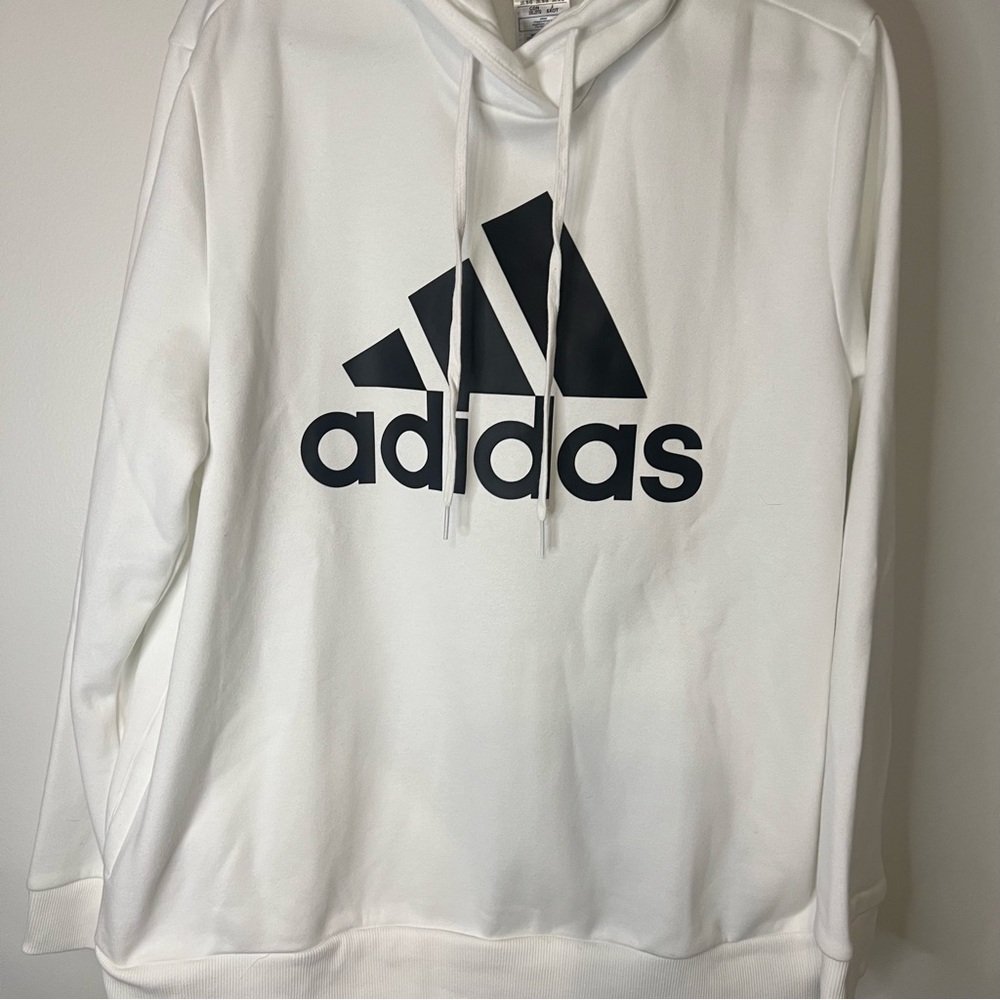 Adidas Classic Logo Pullover Athleisure Hoodie Sweatshirt White Black Size 2XL